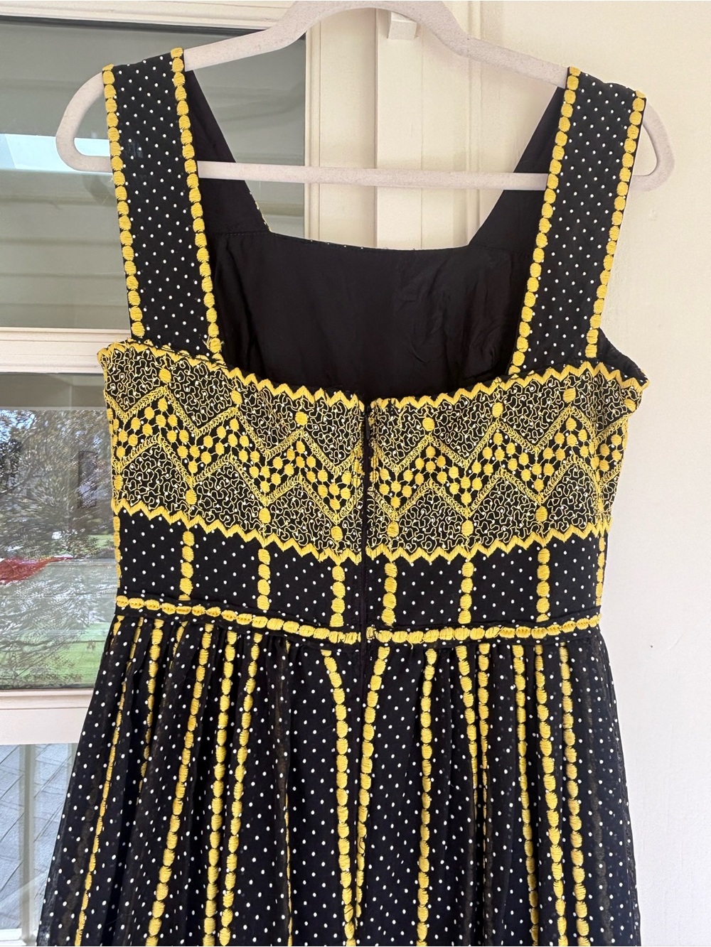 Miss Elliette of California Black Maxi Dress with Yellow Patterned Trim - Picture 4 of 5